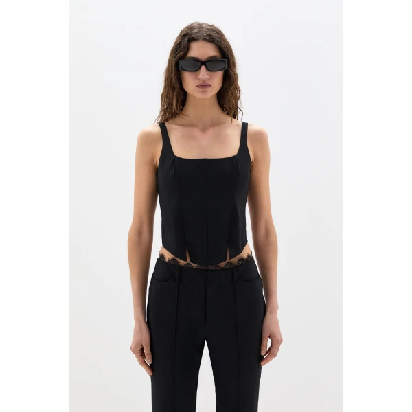 SIR the Label Miller Fitted Bodice in Black | Cropped Top | Coveti