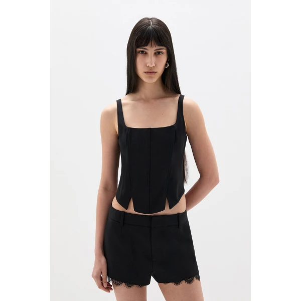 SIR the Label Miller Lace Mini Short in Black | Shorts | Coveti
