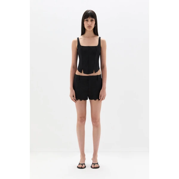 SIR the Label Miller Lace Mini Short in Black | Shorts | Coveti