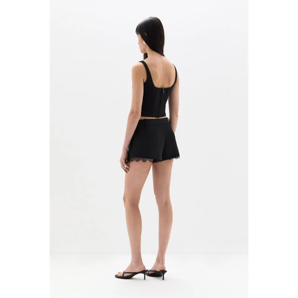 SIR the Label Miller Lace Mini Short in Black | Shorts | Coveti