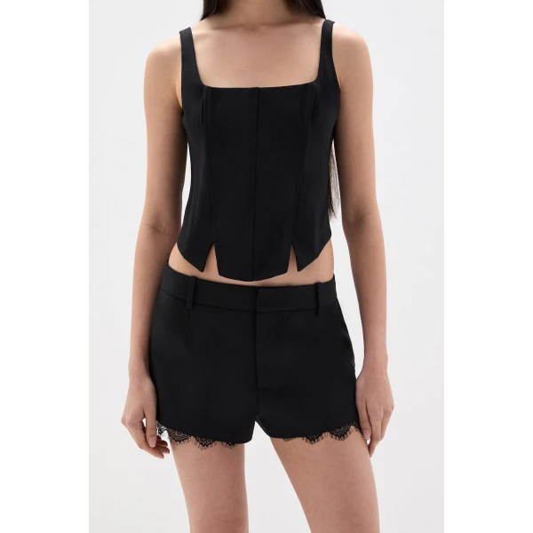 SIR the Label Miller Lace Mini Short in Black | Shorts | Coveti