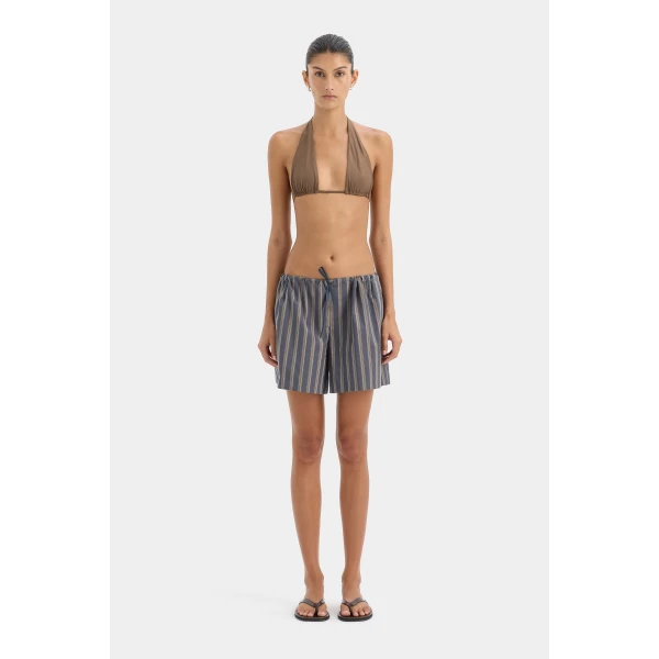 SIR the Label Milo Rolled Short in Charcoal Stripe | Shorts | Coveti