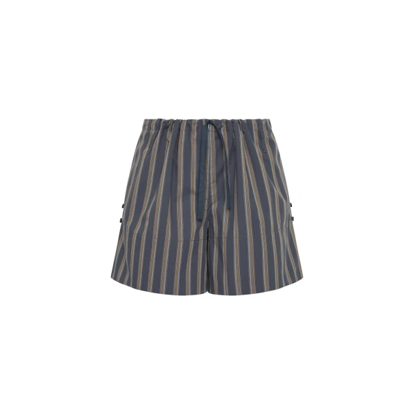 Milo Rolled Short in Charcoal Stripe