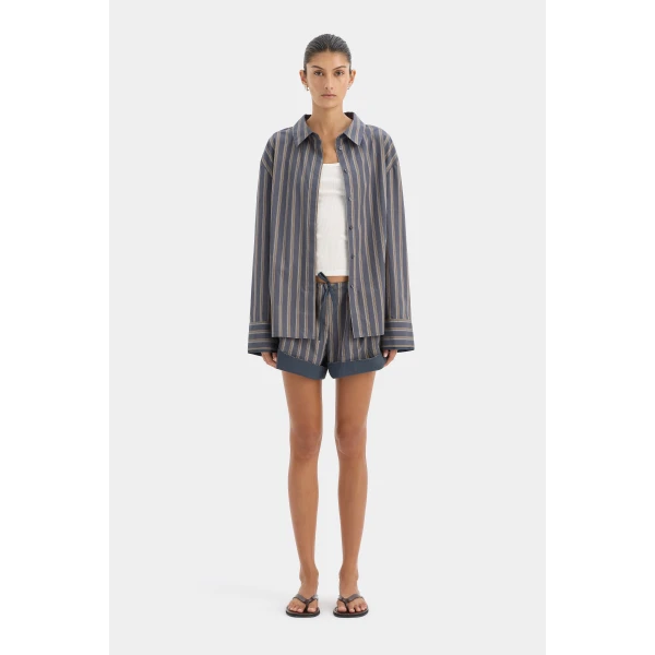 SIR the Label Milo Shirt in Charcoal Stripe | Shirts | Coveti