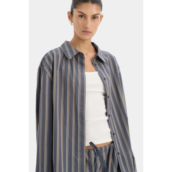SIR the Label Milo Shirt in Charcoal Stripe | Shirts | Coveti