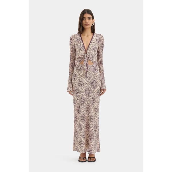 SIR the Label Mireli Scarf Dress in Rose Parquet | Maxi Dresses | Coveti