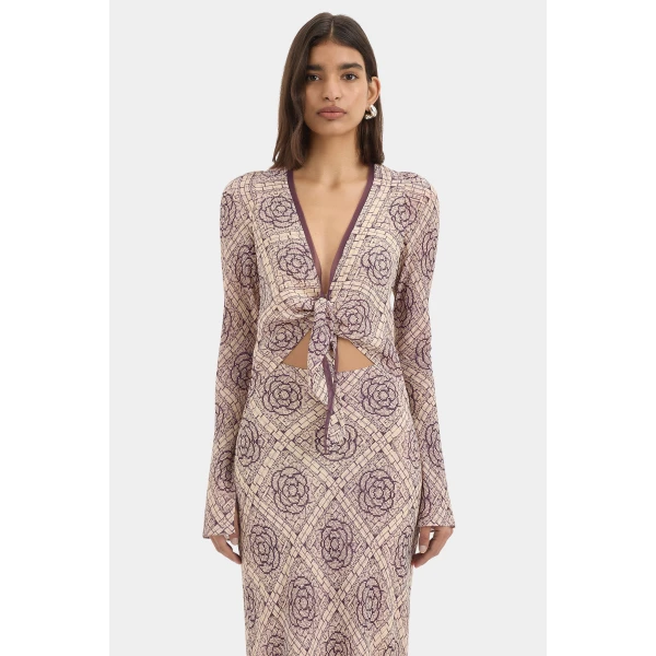 SIR the Label Mireli Scarf Dress in Rose Parquet | Maxi Dresses | Coveti
