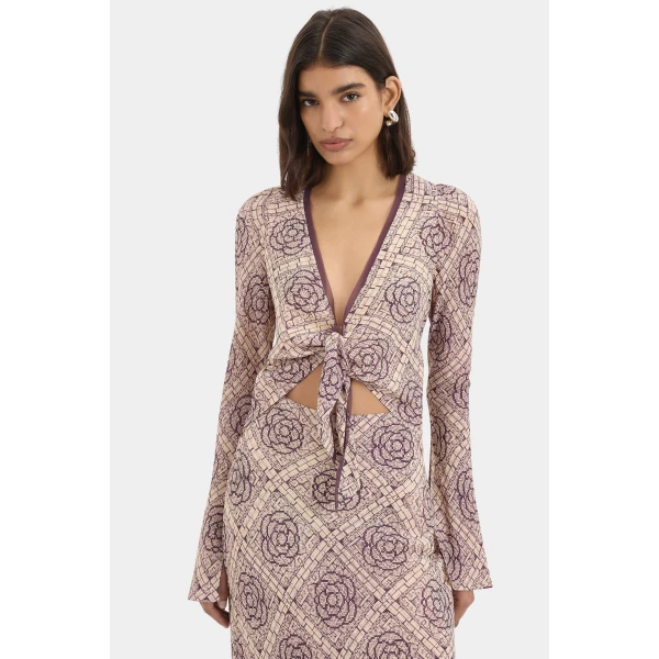 SIR the Label Mireli Scarf Dress in Rose Parquet | Maxi Dresses | Coveti