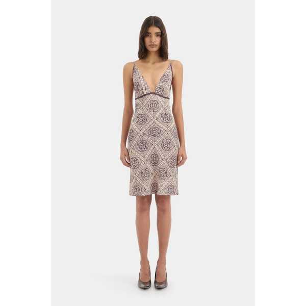 SIR the Label Mireli Slip Dress in Rose Parquet | Midi Dresses | Coveti