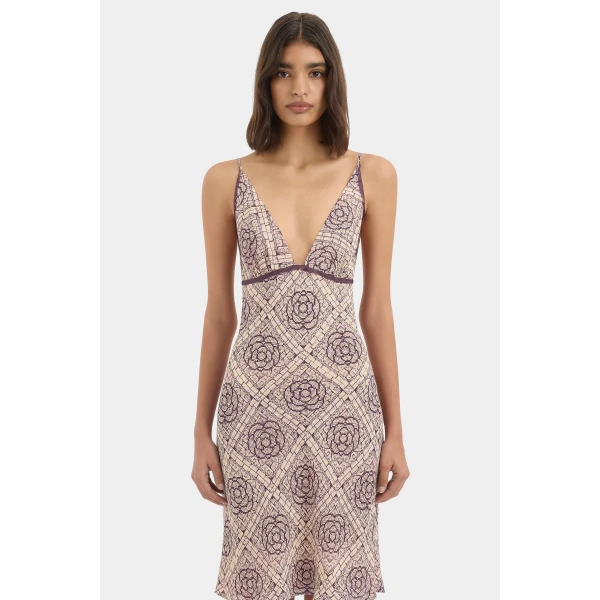 SIR the Label Mireli Slip Dress in Rose Parquet | Midi Dresses | Coveti