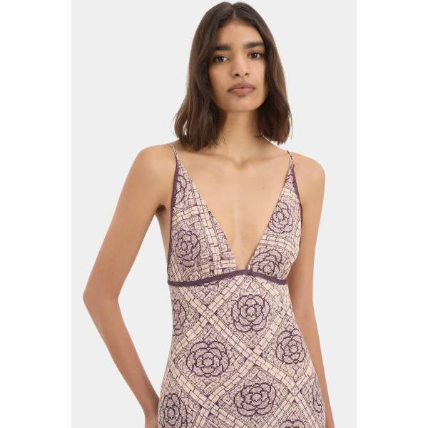 SIR the Label Mireli Slip Dress in Rose Parquet | Midi Dresses | Coveti