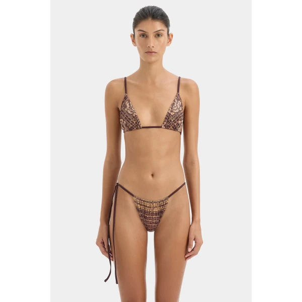 SIR the Label Mireli String Brief in Rose Parquet Plum | Bikini | Coveti