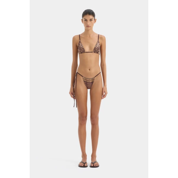SIR the Label Mireli String Triangle Top in Rose Parquet Plum | Bikini | Coveti