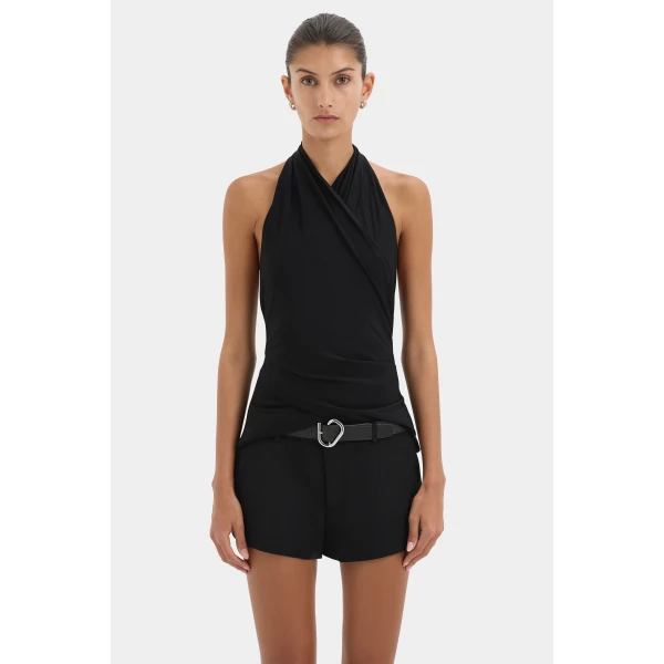 SIR the Label Molinier Narrow Leather Belt in Black | Belts | Coveti