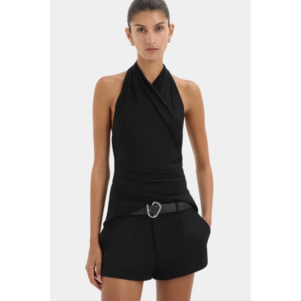 SIR the Label Molinier Narrow Leather Belt in Black | Belts | Coveti