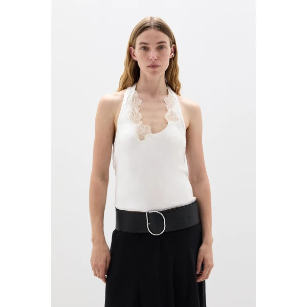 SIR the Label Montparnasse Halter Top in Ivory | Sleeveless | Coveti