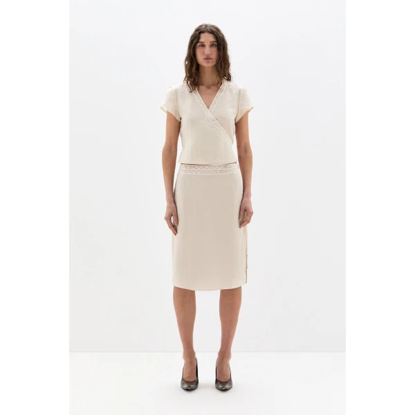 SIR the Label Nora Midi Skirt in Cream | Midi Skirts | Coveti