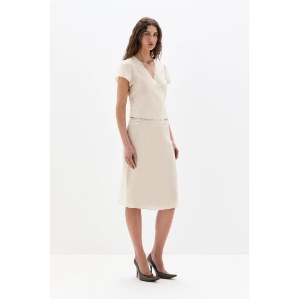 SIR the Label Nora Midi Skirt in Cream | Midi Skirts | Coveti