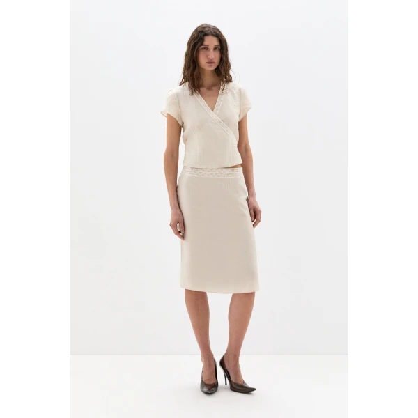SIR the Label Nora Midi Skirt in Cream | Midi Skirts | Coveti