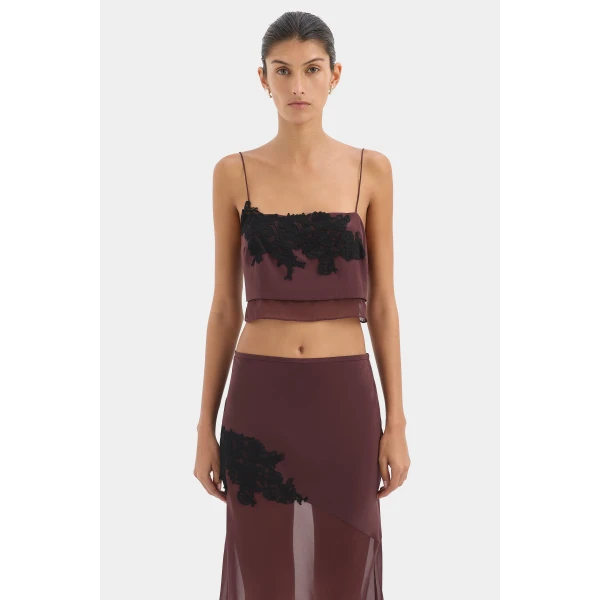 SIR the Label Noria Cropped Cami in Dark Plum | Camisoles | Coveti