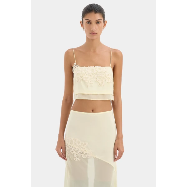 SIR the Label Noria Cropped Cami in Lemon | Camisoles | Coveti
