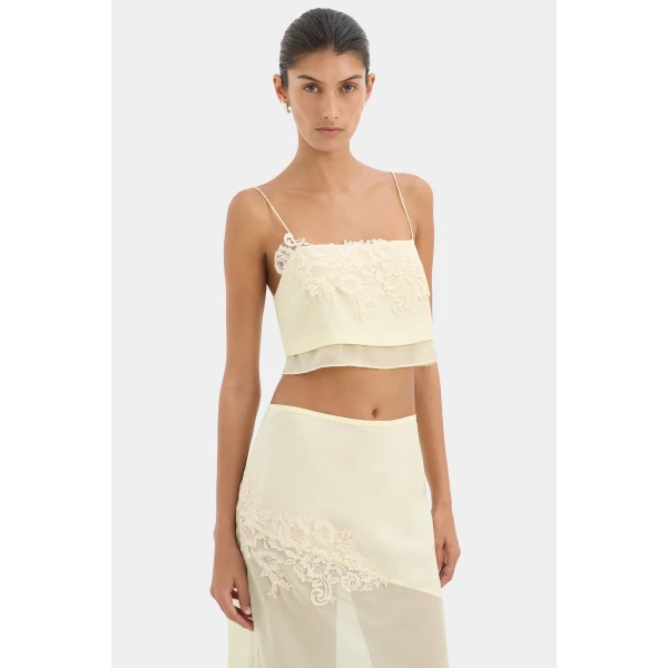 SIR the Label Noria Cropped Cami in Lemon | Camisoles | Coveti