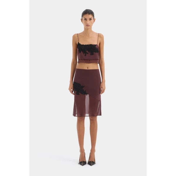 SIR the Label Noria Midi Skirt in Dark Plum | Midi Skirts | Coveti