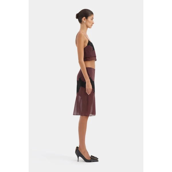 SIR the Label Noria Midi Skirt in Dark Plum | Midi Skirts | Coveti