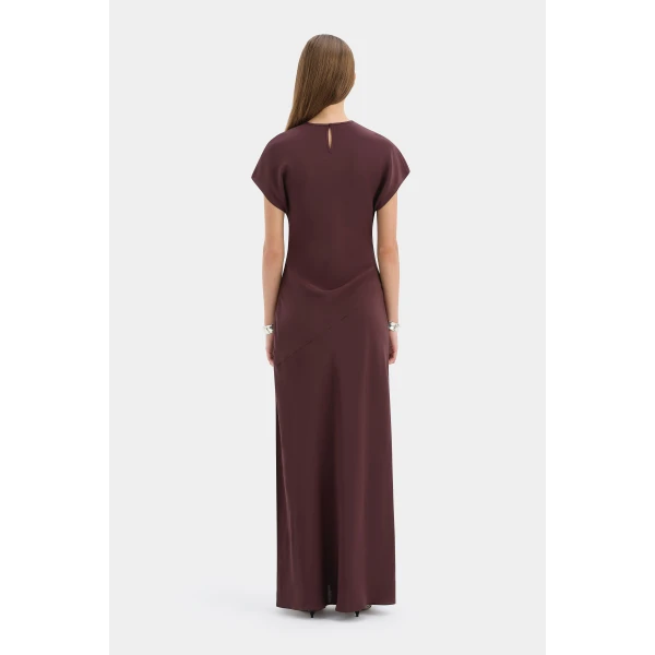 SIR the Label Noria Sleeved Gown in Dark Plum | Evening Gowns | Coveti