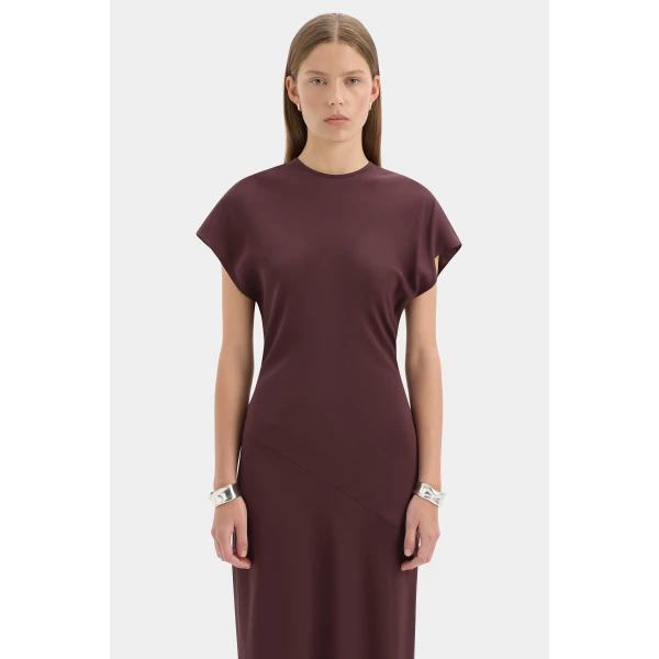 SIR the Label Noria Sleeved Gown in Dark Plum | Evening Gowns | Coveti