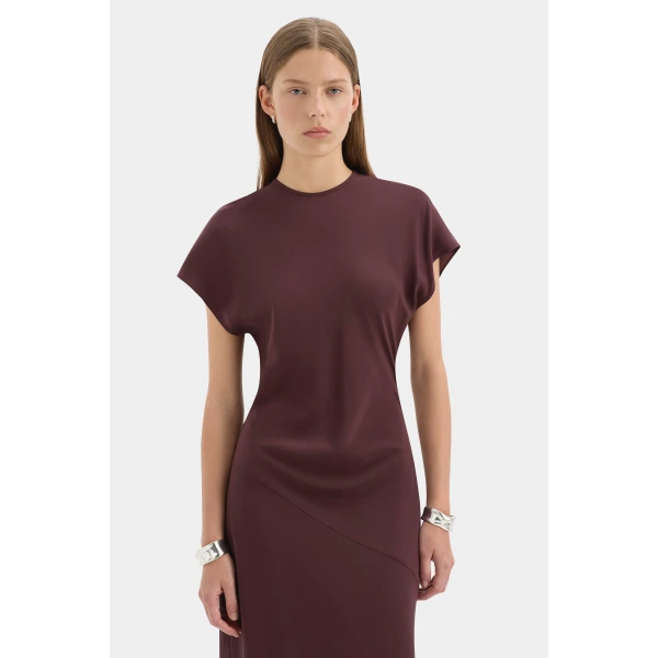 SIR the Label Noria Sleeved Gown in Dark Plum | Evening Gowns | Coveti
