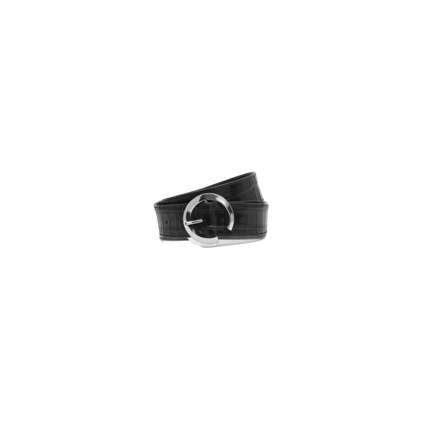 SIR the Label Odeon Leather Belt in Black Croc | Belts | Coveti
