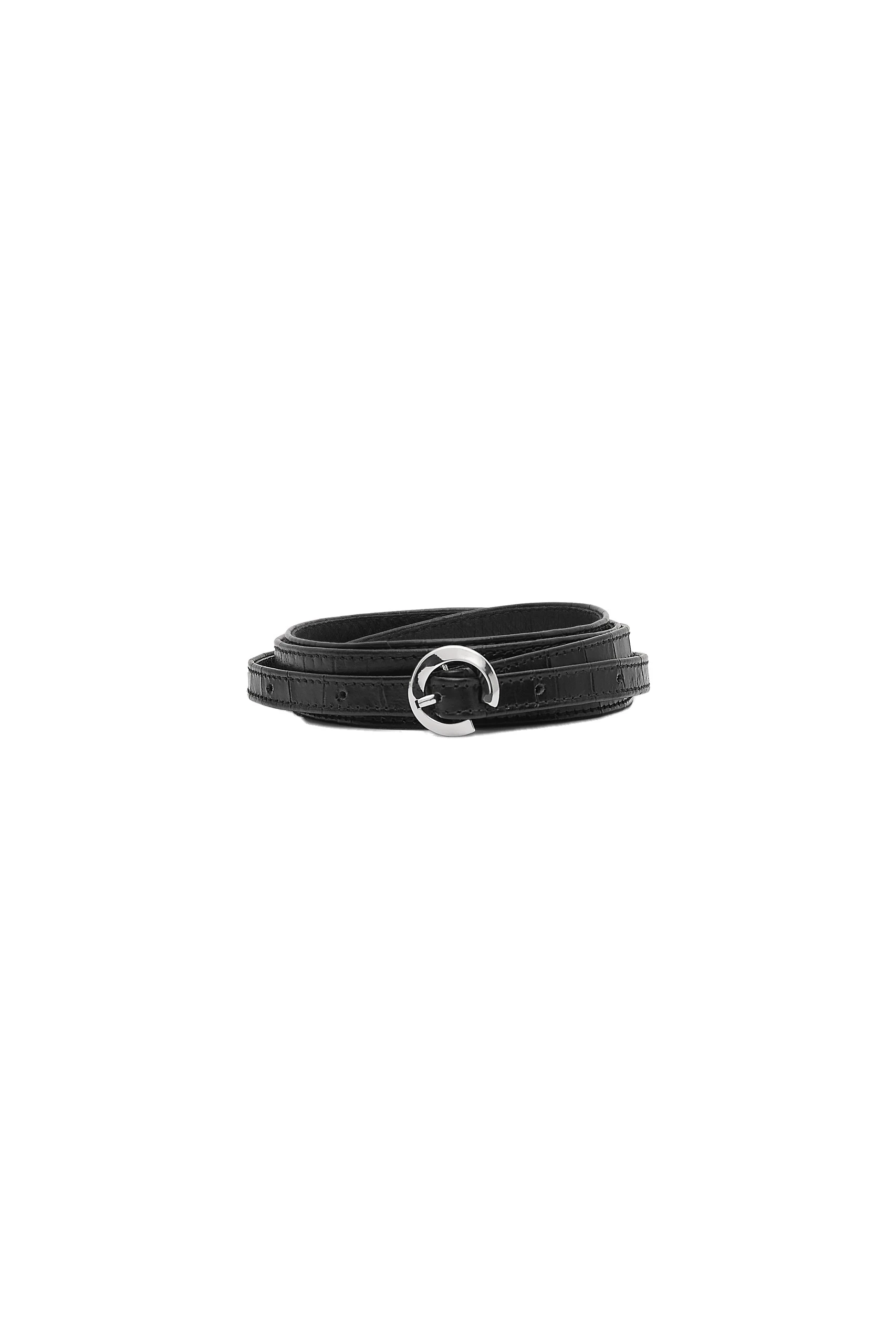 SIR the Label Odeon Narrow Leather Belt in Black Croc SIR the Label Odeon Narrow Leather Belt in Black Croc | Belts | Coveti