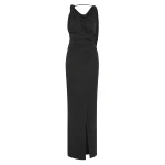 SIR the Label Olenna Twist Low Back Gown in Charcoal | Evening Gowns | Coveti