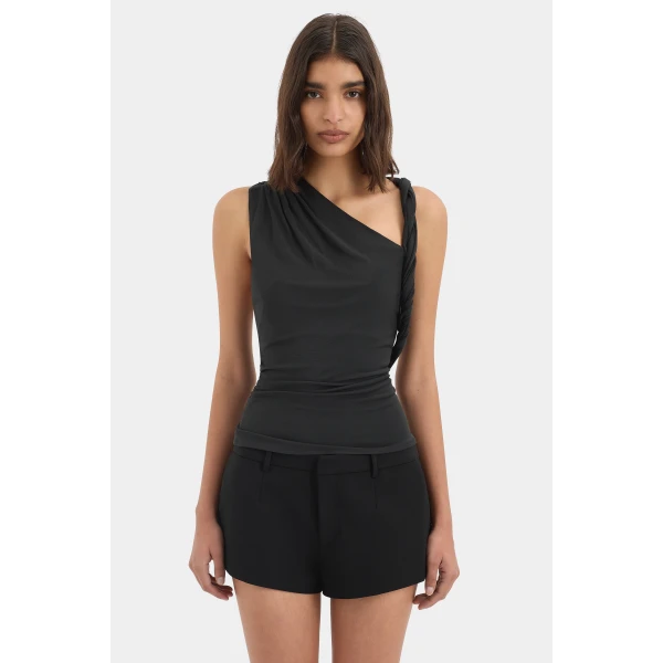 SIR the Label Olenna Twist Top in Charcoal | Tops | Coveti