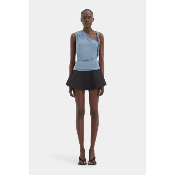 SIR the Label Olenna Twist Top in Dusty Blue | Tops | Coveti