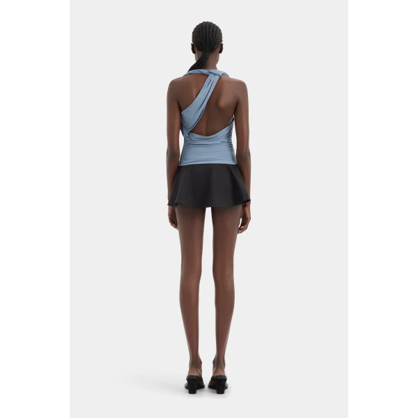 SIR the Label Olenna Twist Top in Dusty Blue | Tops | Coveti