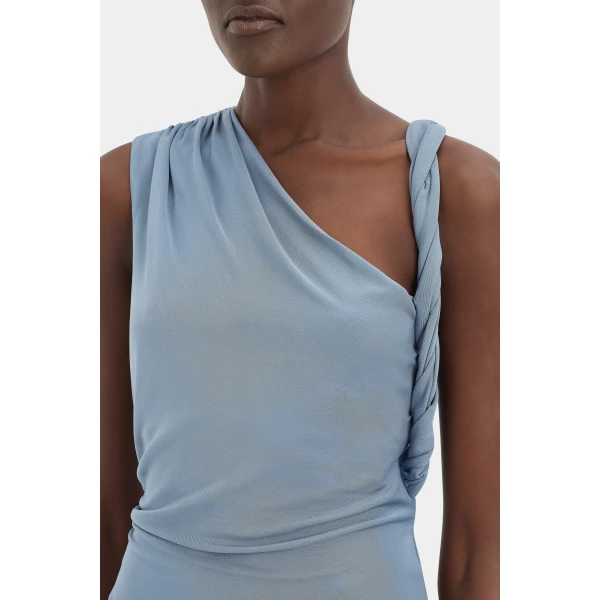 SIR the Label Olenna Twist Top in Dusty Blue | Tops | Coveti