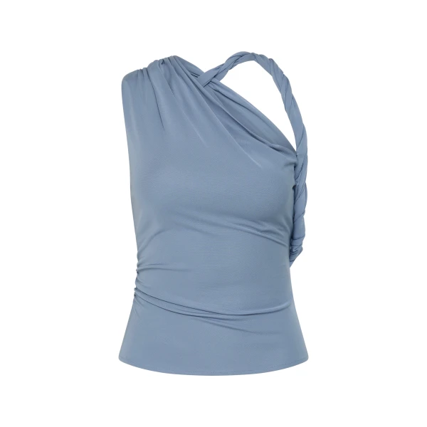 SIR the Label Olenna Twist Top in Dusty Blue | Tops | Coveti