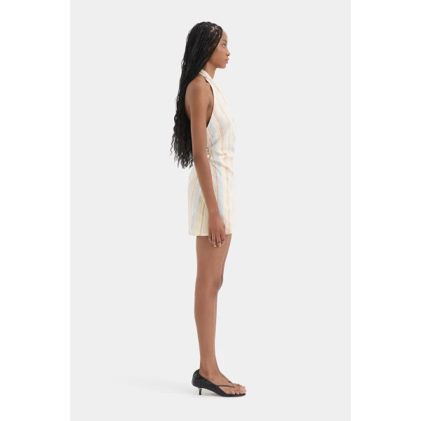 SIR the Label Pernille Wrap Halter Mini Dress in Sommer Stripe | Mini Dresses | Coveti