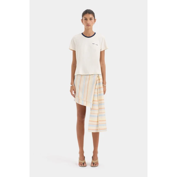 SIR the Label Pernille Wrap Mini Skirt in Sommer Stripe | Mini Skirts | Coveti
