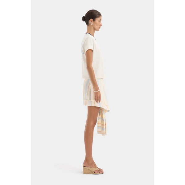 SIR the Label Pernille Wrap Mini Skirt in Sommer Stripe | Mini Skirts | Coveti