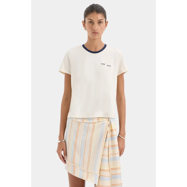 SIR the Label Pernille Wrap Mini Skirt in Sommer Stripe | Mini Skirts | Coveti