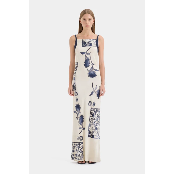 SIR the Label Phillipa Slip Dress in Eira Midnight | Maxi Dresses | Coveti