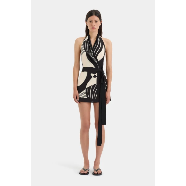 SIR the Label Realisme Wrap Halter Mini Dress in Papier | Mini Dresses | Coveti
