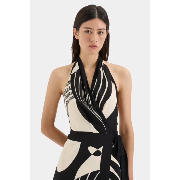 SIR the Label Realisme Wrap Halter Mini Dress in Papier | Mini Dresses | Coveti