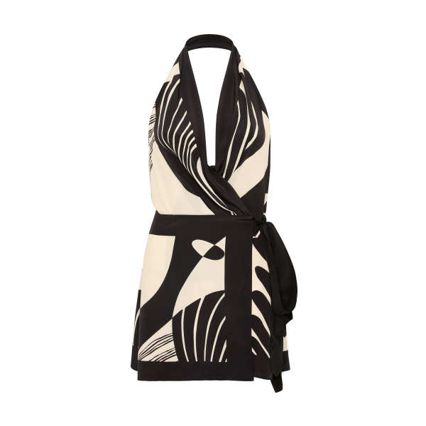 SIR the Label Realisme Wrap Halter Mini Dress in Papier | Mini Dresses | Coveti