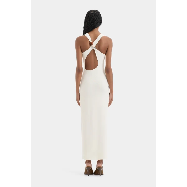 SIR the Label Sabah Cross Back Midi Dress in Ivory | Midi Dresses | Coveti