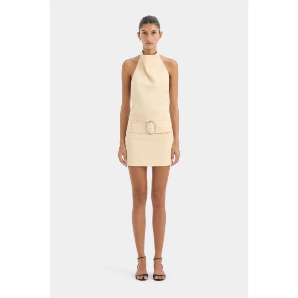 SIR the Label Sabina Belted Mini Dress in Butter | Mini Dresses | Coveti