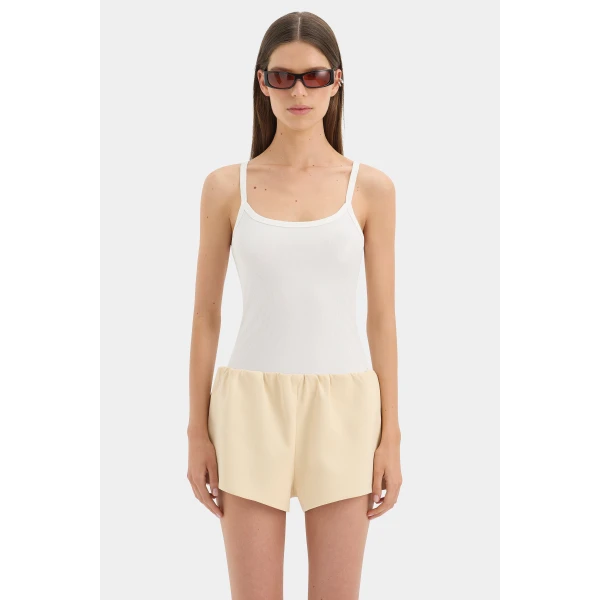 SIR the Label Sabina Gathered Mini Short in Butter | Shorts | Coveti